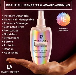 DAILY DOSE Leave-In Hair Conditioner Detangler Spray (Award Winning) 8.5oz,